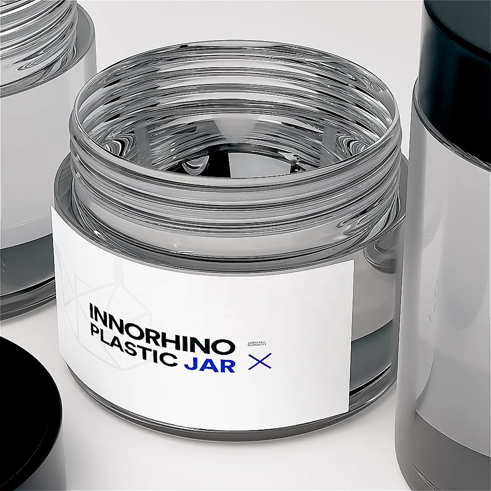 Food Grade HDPE PET Ball Shape Jar Empty Storage Container Round Clear Plastic Jars with Aluminum Lids INNORHINO