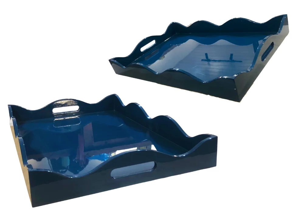 High Quality Luxury Lacquerware Tray Scalloped Rolling Smoking Tray Customized Handmade From Vietnam Rolling Tray Serving Tray
