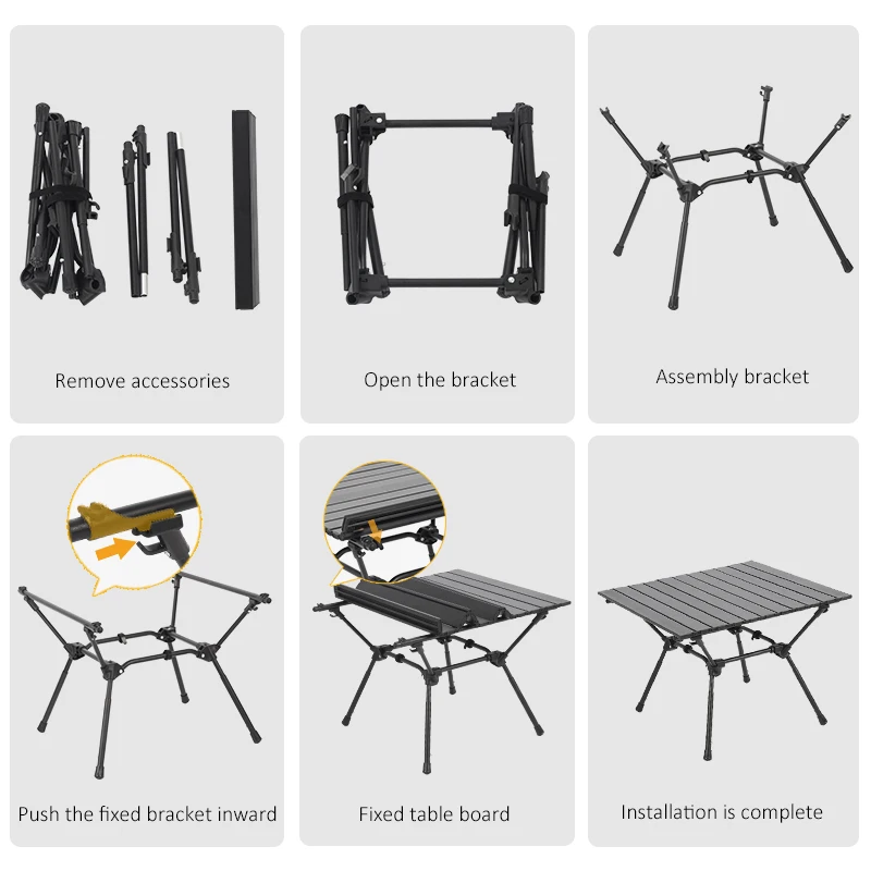Outdoor Portable Aluminum Alloy Ultralight Adjustable Backpack Egg Roll Mini Picnic Side Table For Camping Folding
