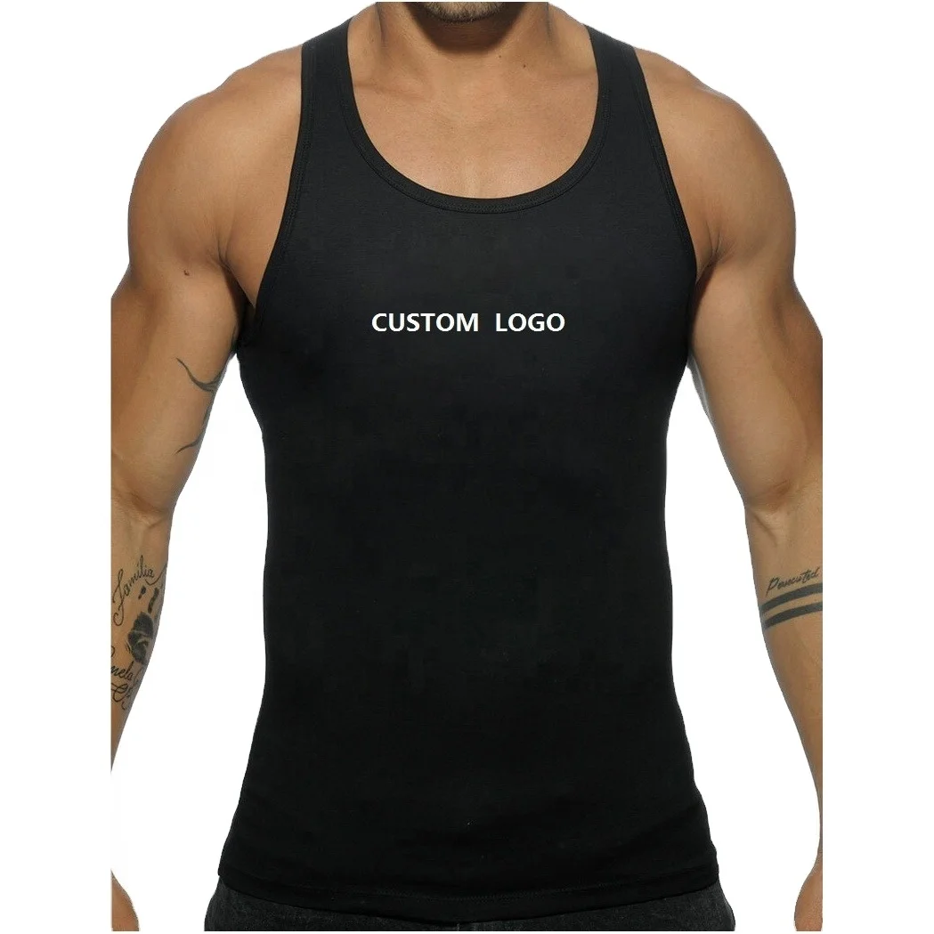 Online Buy 100% Cotton Gym Singlets Stringer Tank Top Custom Printing Plain Men Tank top