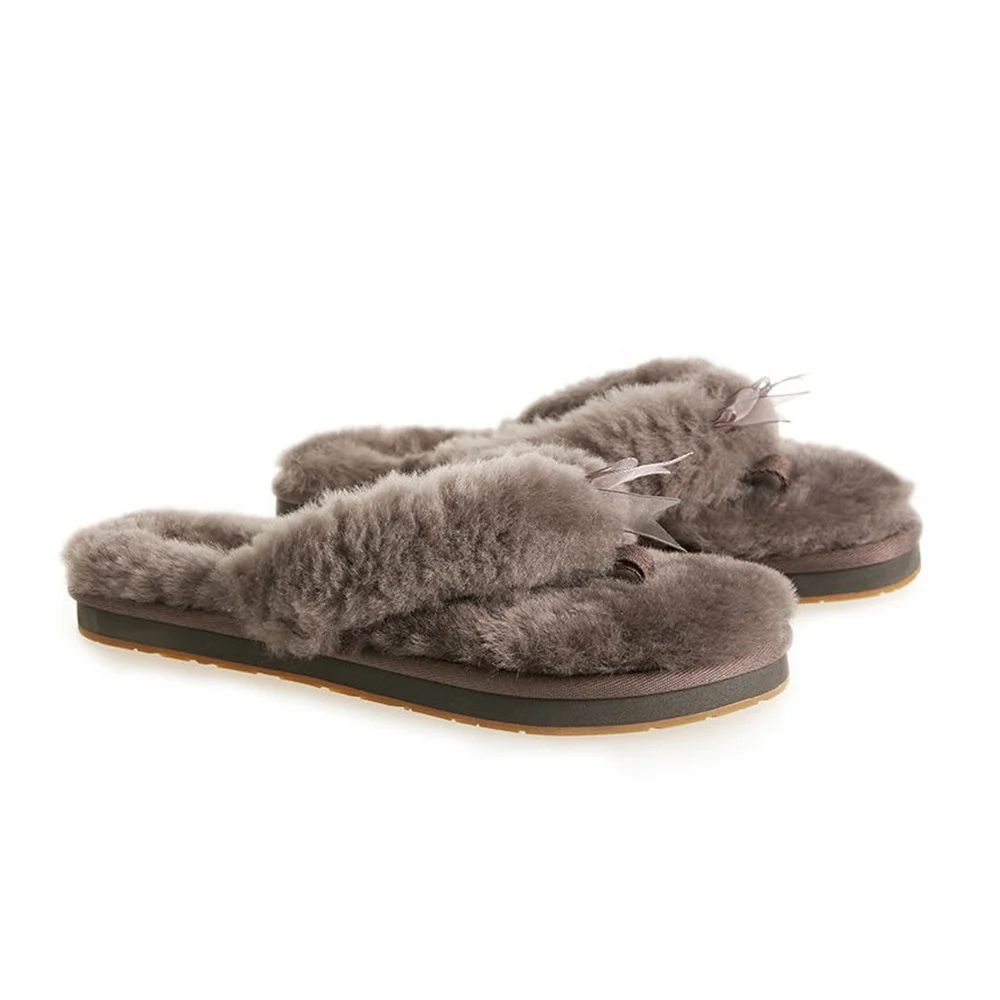 
Ladies Cross Soft Plush Furry Open Toe Slides Women Warm Faux Fur Slippers Soft plush cross warm home slippers for women 