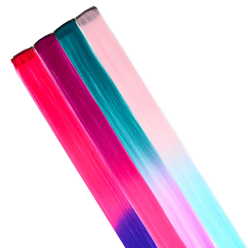 Pack of 6 Strands for Clip-In 50 cm Fake Hair Coloured Extensions Glitter StrandsAccessories for Party Hair