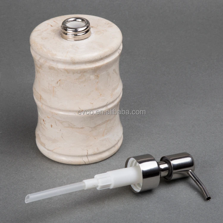 Panda Collection Natural Champagne Marble Lotion Dispenser with Stainless Steel Air Pump