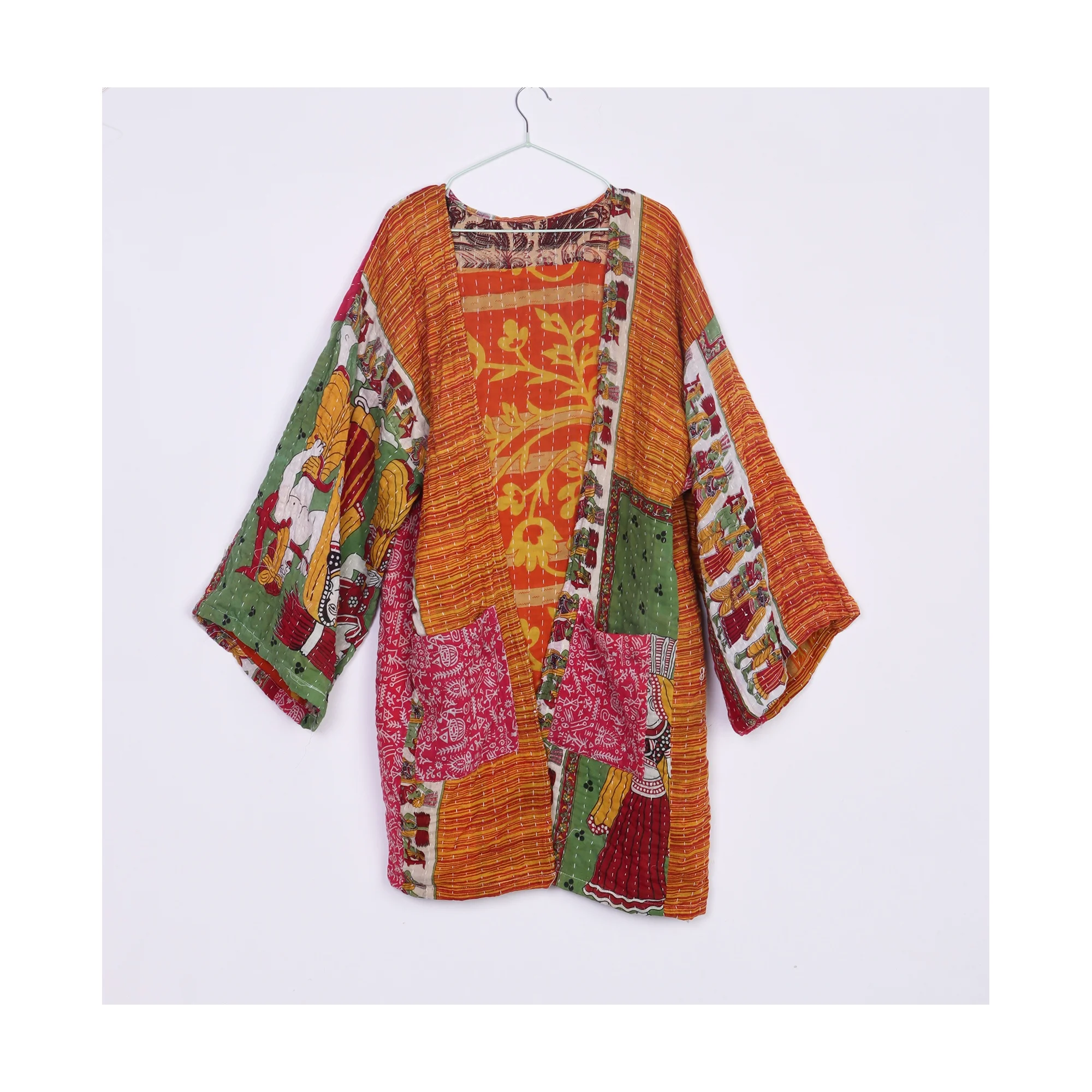 Новая коллекция Женские кимоно индийские винтажные женские куртки ручной работы бохо Kantha