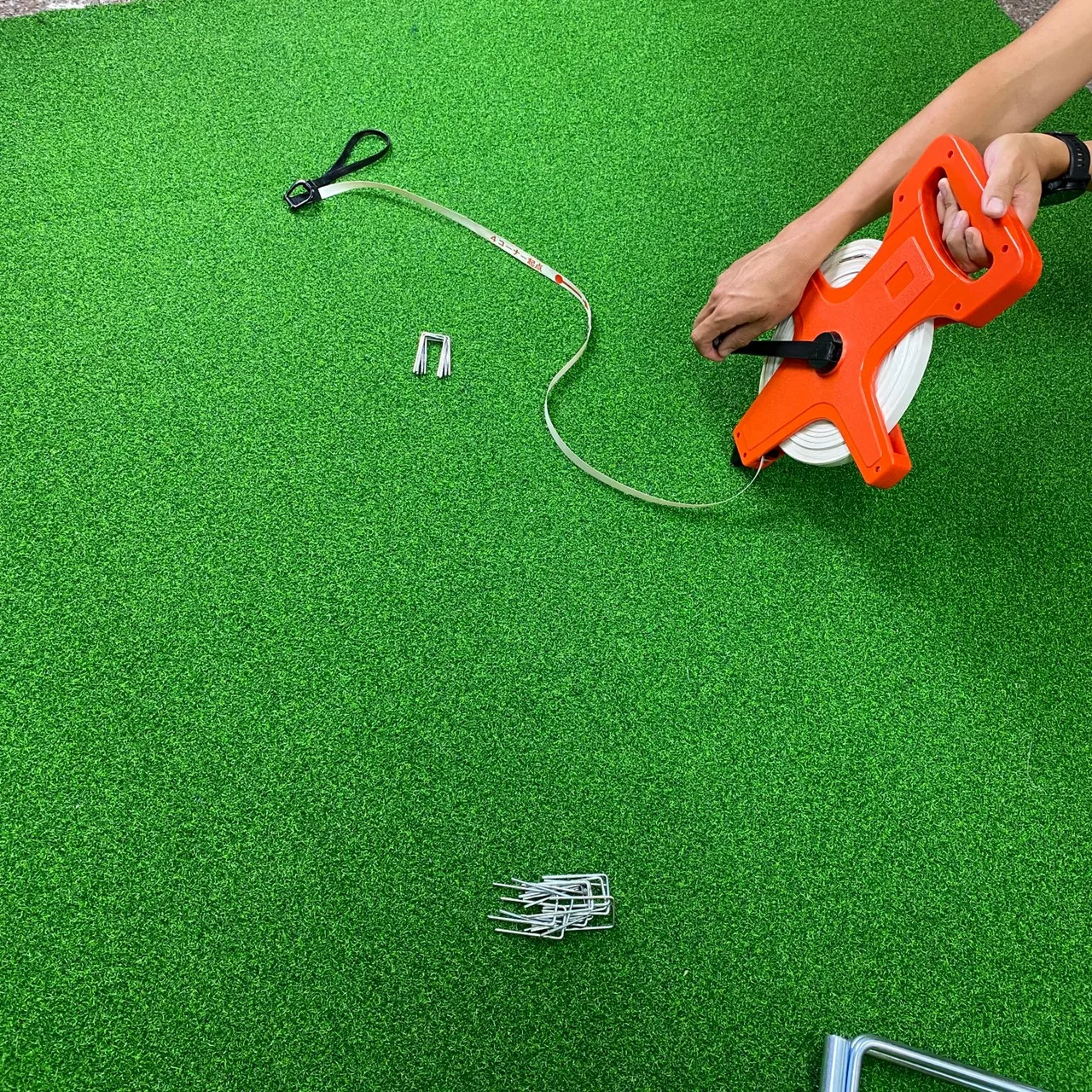 Custom Logo Croquet Gateball Line Tape Reel and Hooks Official Standard Size Outdoor Print Pattern