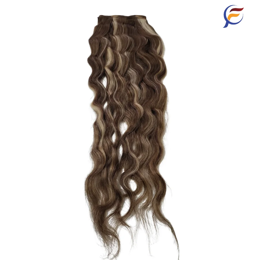 Brunette Blonde Highlights 100% Human Remy Hair Body Wave Texture Double Weft Hair Extensions Light Color Genius Weft Bundles