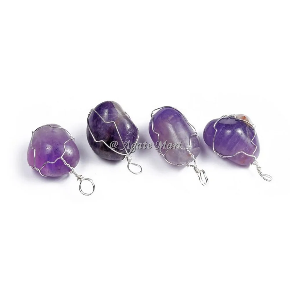 stone pendant Sodalite Pendant with thin Wrapped Healing stone tumbled pendant crystal tumbled pebble Gemstone necklace