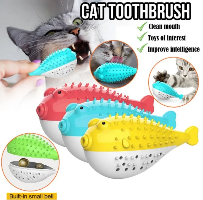 Pet Teeth Grinding Toys With Catnip Ball Cat Toothbrush