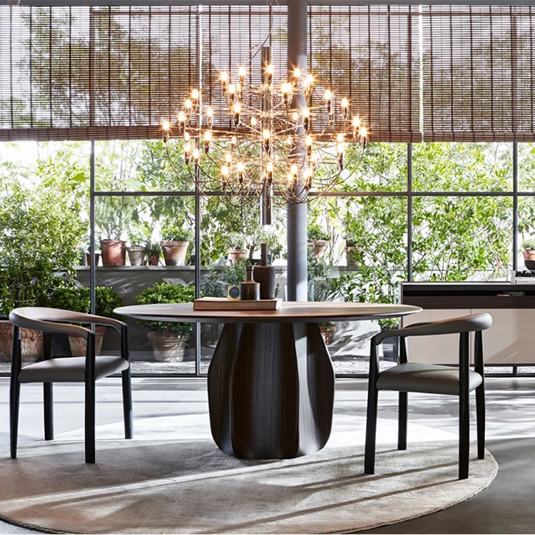 Luxury Diningroom Sintered Stone Slate Top Marble Lazy Susan Swivel Rectangular Modern Round Dining Table