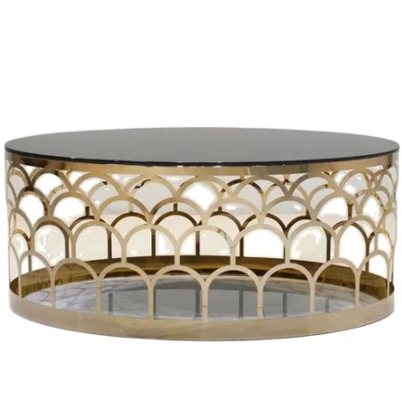 fashion square round stainless steel aluminium coffee table living room minimalist luxury marble coffee tables