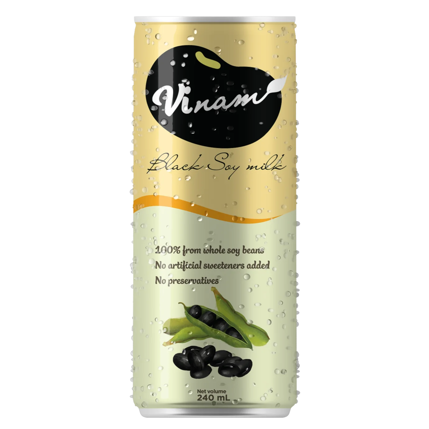 Vinam RTD Soy Milk black sesame flavor 240ml aluminum can OEM ODM
