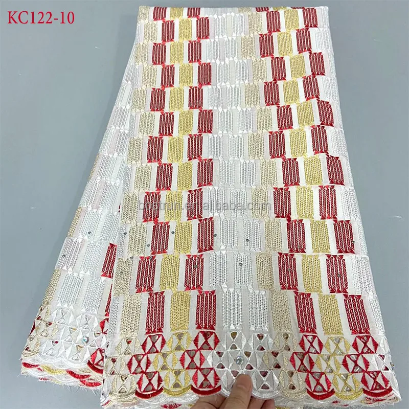 KC122 wholesale 2024 lafaya fabric with crystal stoneswiss voile lace african dresses nigerian lace sewing material