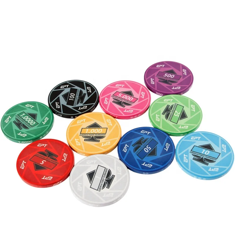 Fully customisable EPT Professional Ceramic Material Poker Chips 10g and 40MM poker chips with customises design colour and logo