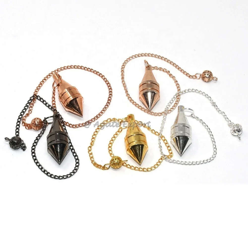 Wholesale Sier Drop Dowsing Pendulums Carved Brass Metal Pendulums with Agate Gemstone for Dowsing Techniques