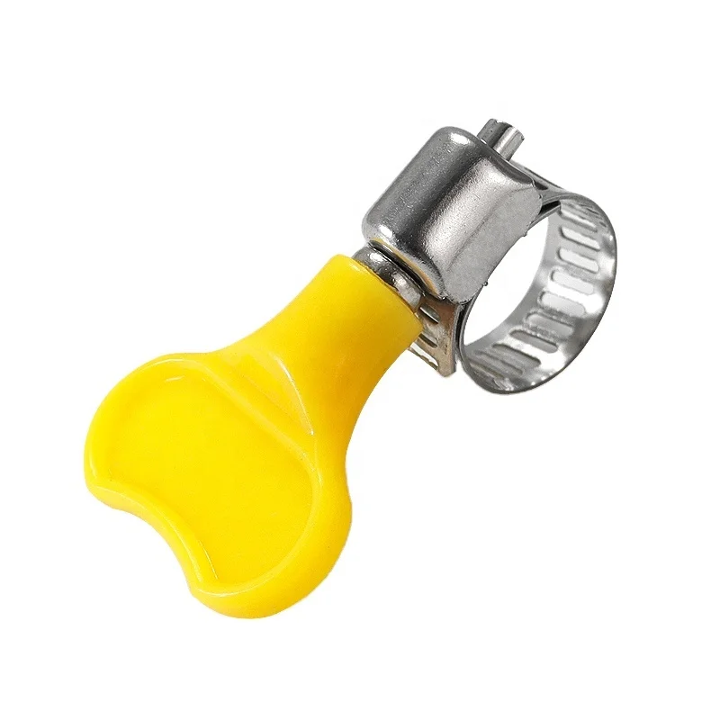 Galvanized Steel/Stainless Steel American Style Hose Clamp with Plastic Butterfly Key Handle in Multiple Colors