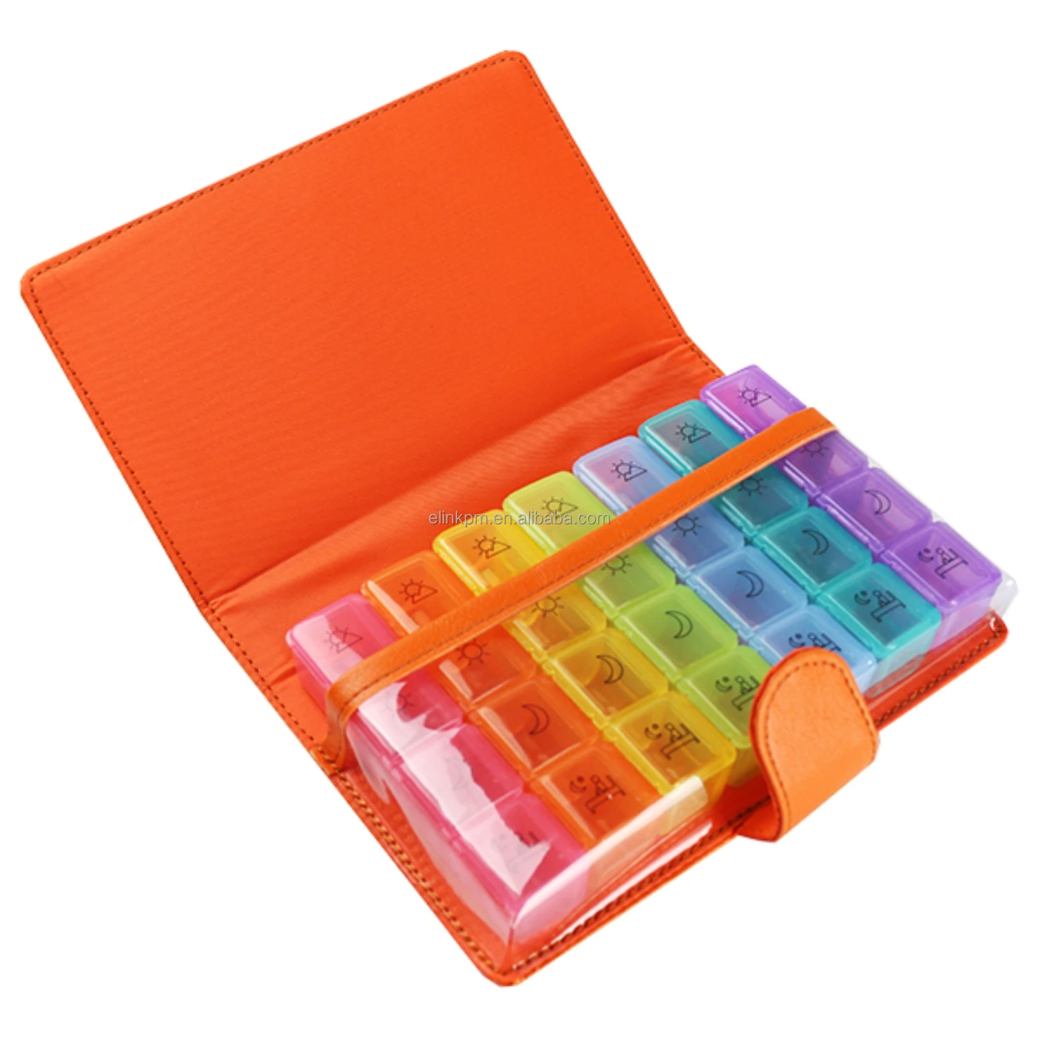 Fashion Pill Vitamin Organizer Container Pilulier With Leather Wallet Purse