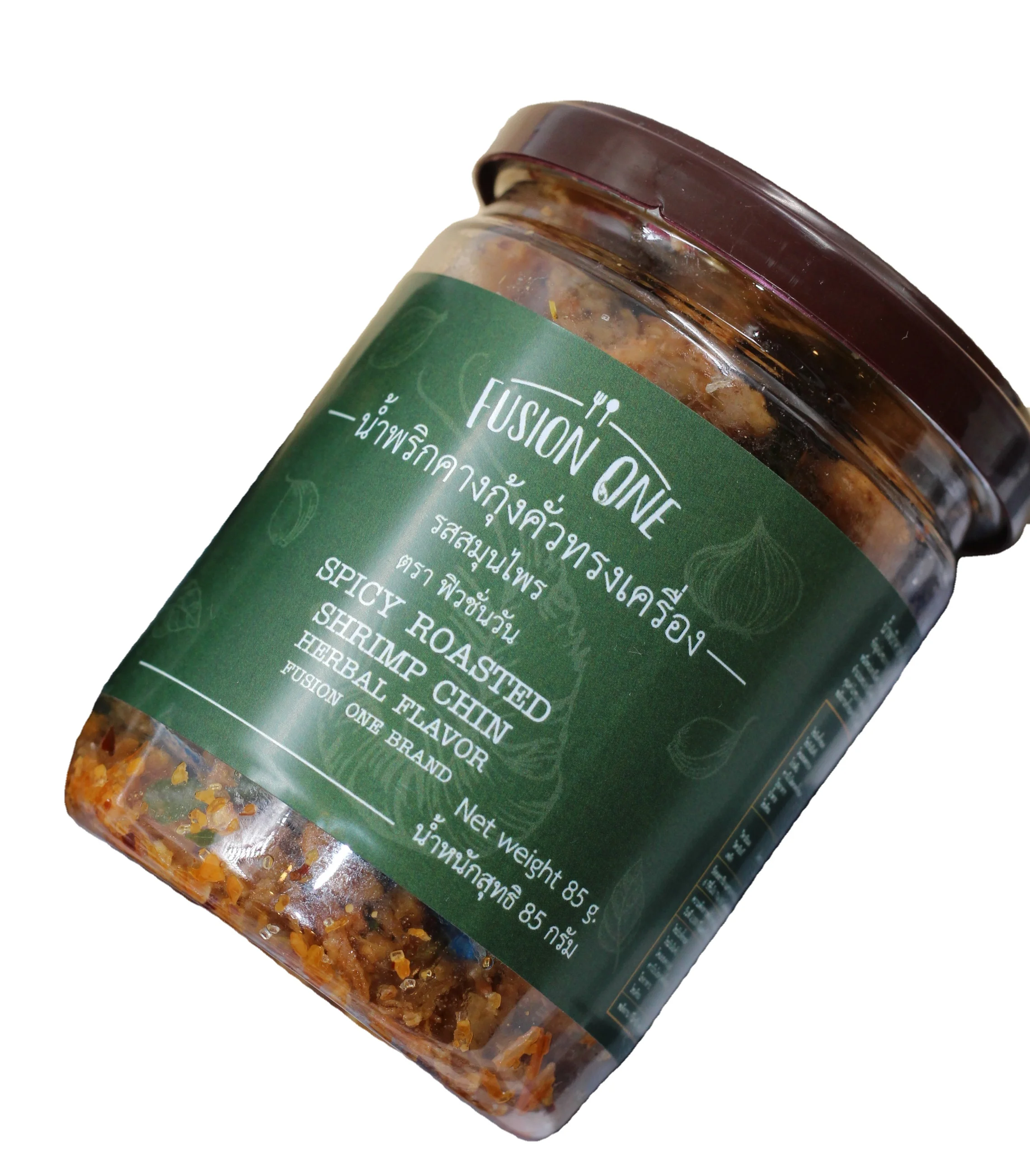 Spicy Roasted Shrimp Chin Herbal Flavor Thai Chili Paste Fusion One Brand 85g High Calcium and Protein for Quick but Tasty Meal