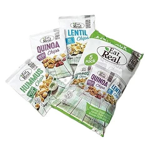 EatReal - Hummus, Lentil, Quinoa Chips - Delicious and Healthy - Multipack - 5 pack - 116g