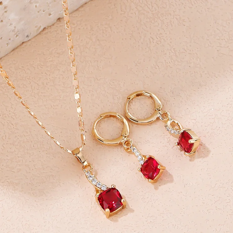 MATURE WOMEN LOVE fashionable aretes minimalista stone gold plated wedding party gift cubic zirconia jewelry sets in bulk