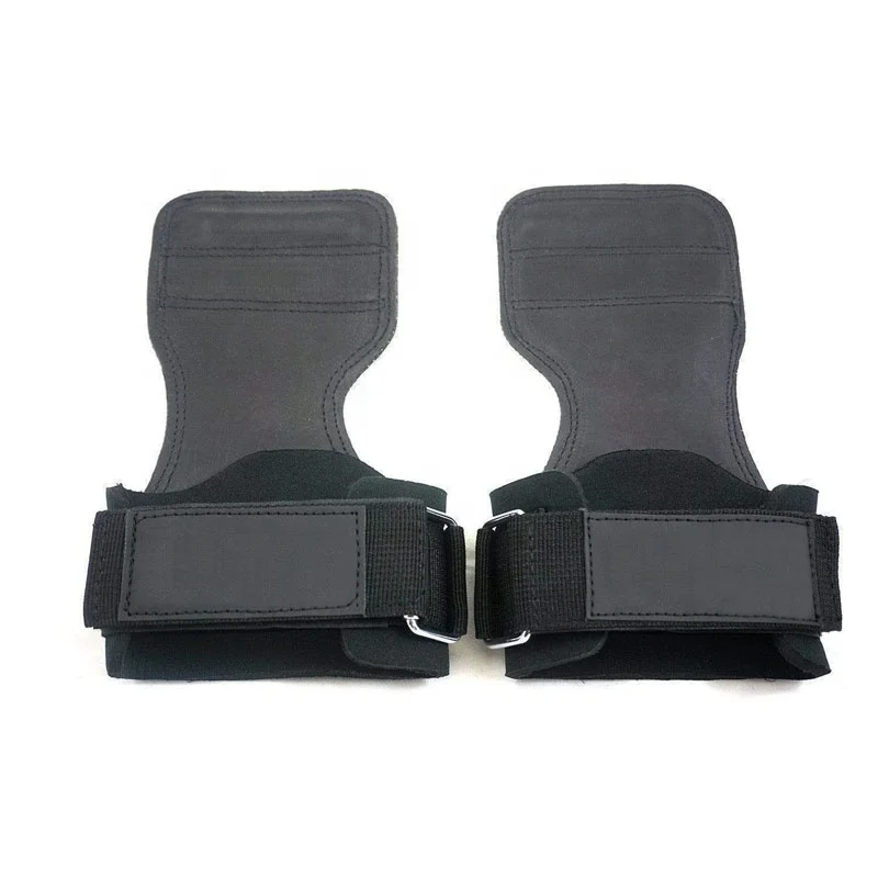 OEM Manufacturer Customized Carbon Leather Weightlifting Hand Grips Unisex Anti Slip Rubber Pam Grip Pad Gym Wrist Wraps Grips