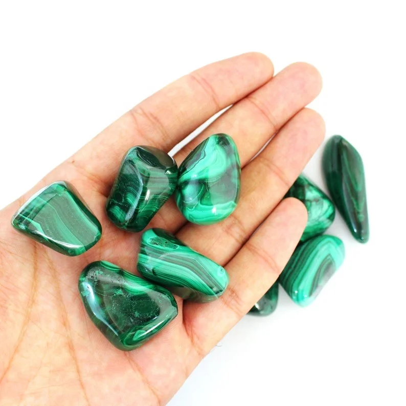 Natural Green Malachite Crystal Tumbled Stones Polished Malachite Crystal Tumbled Stones Malachite Healing Tumble Stone