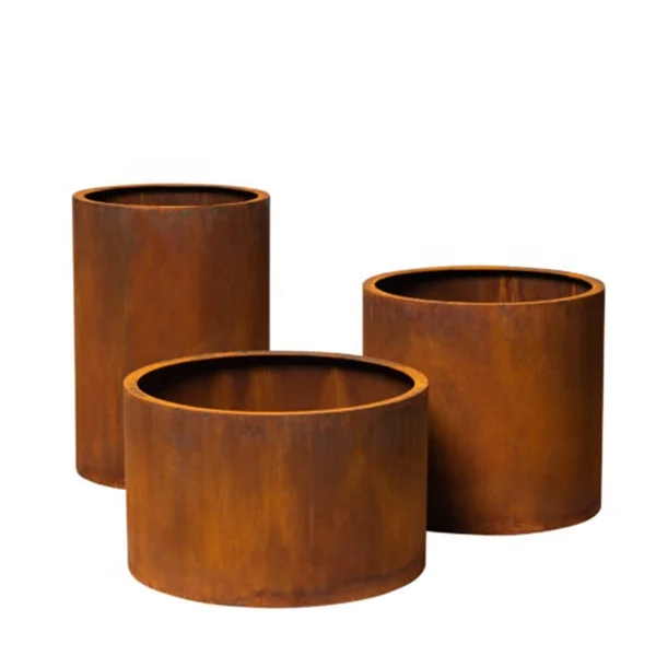 corten steel planter outdoor Outdoor Round Flower Planter Pots corten steel tree large planters