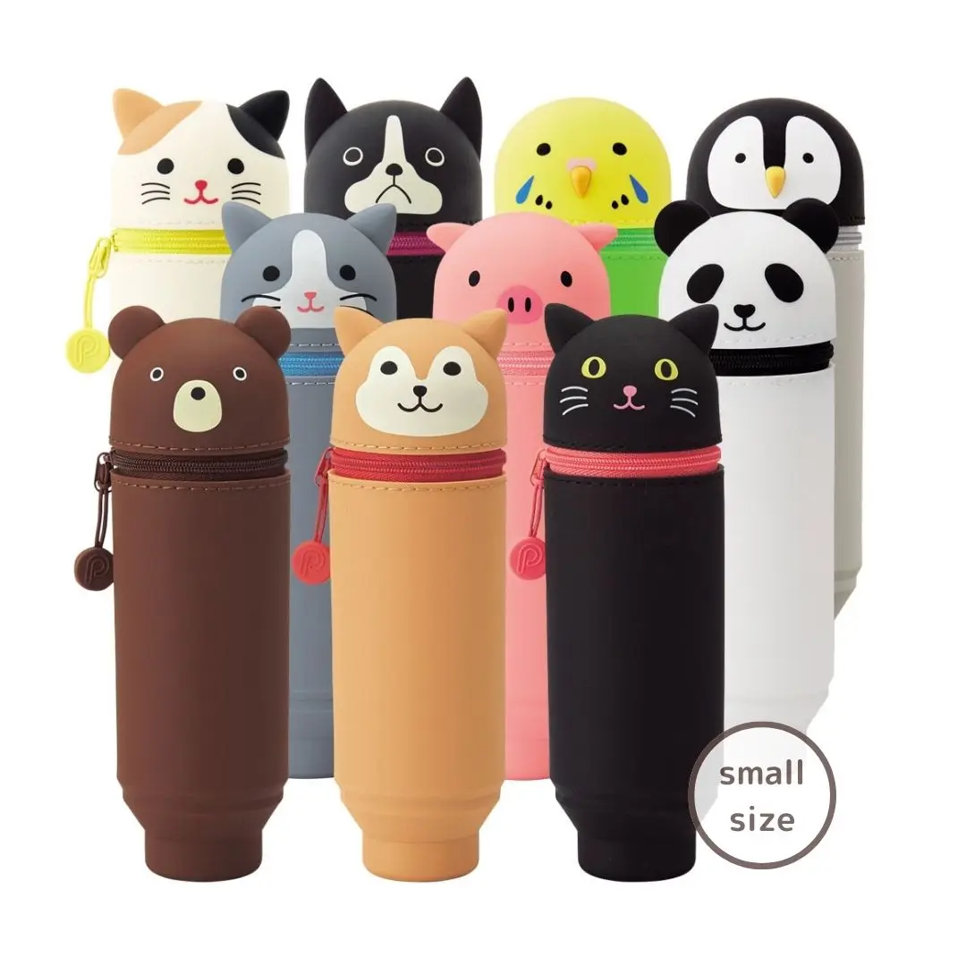 LIHITLAB Small Size Silicone Pencil Case Cute Animal Kawaii Japanese Stationery for School & Office Pen & Holder Pen Stand Bulk