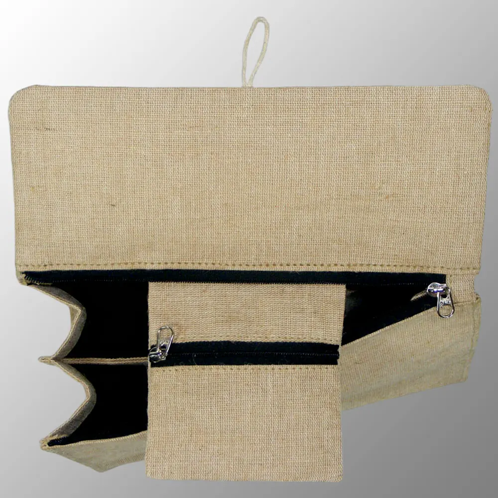 Large Cosmetic storage Bag made from Juco fabric Toilet Bag Makeup Bag Customized with your Logo with a Zipper Pocket Inside