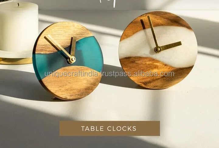 Table Clocks Antique desk clock For Office &  Livingroom High Quality Natural Wooden and Resin Wall Clocks At Reasonable Price