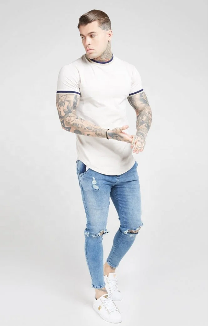 Оптовая продажа однотонная белая футболка с коротким рукавом в полоску высокого качества принтом на заказ