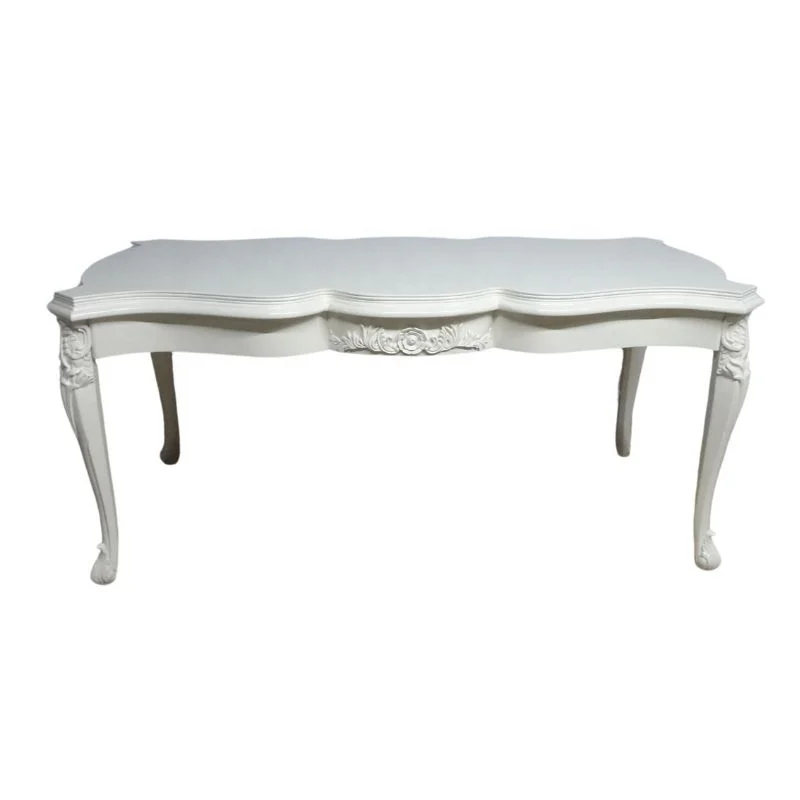 White Dining Table Antique Table Rose Carving Dining Table