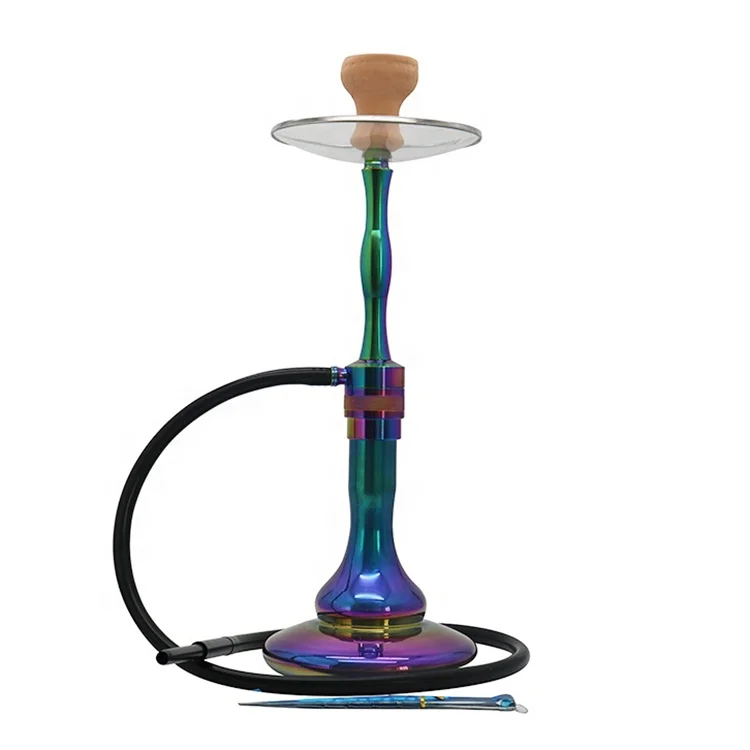 High Grade Rainbow Color Stainless Steel German Hookah Shisha Luxury Glass Sishas Hookah Large Hookah Smoking Set Lounge