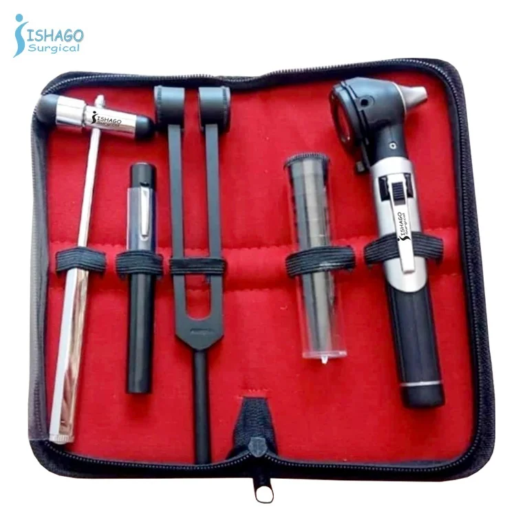 ISHAGO SURGICAL Neurological Reflex Percussion Hammer Kit With Otoscope For Hospital Medical Uses Diagnostic Instruments Set