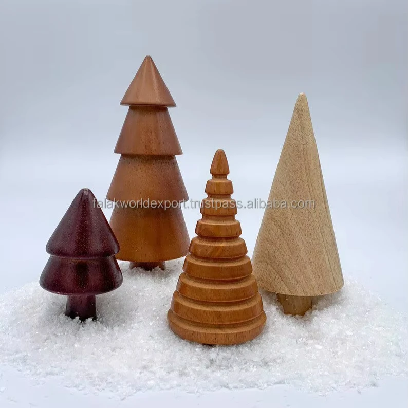 natural wood trees tabletop handmade wooden trees Christmas tree with rectangular base for holiday home decor Falak World Export