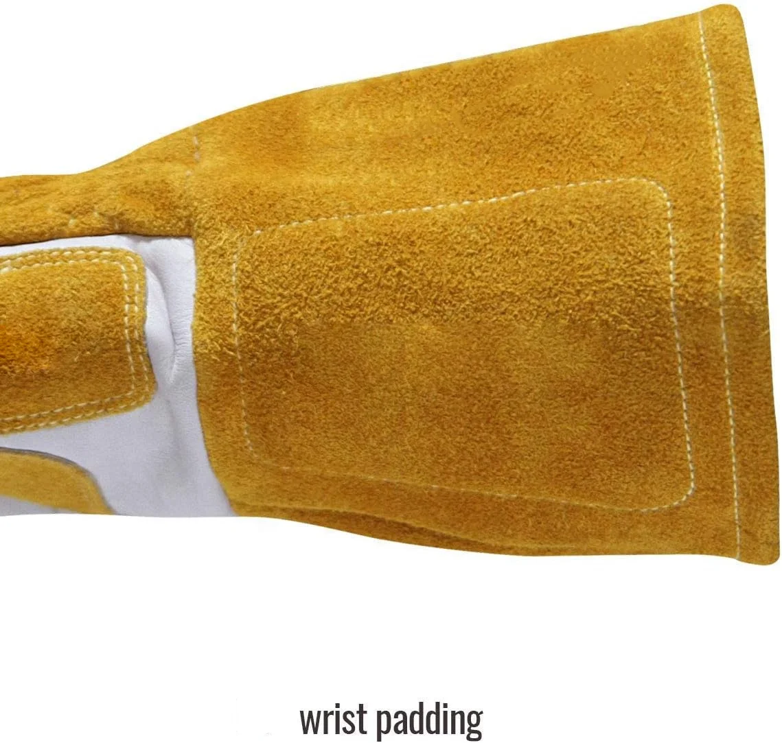 Professional Cow Split Leather Welding Gloves Long Cowhide Genuine Leather Safety Gloves Work Protection Industrial Welding