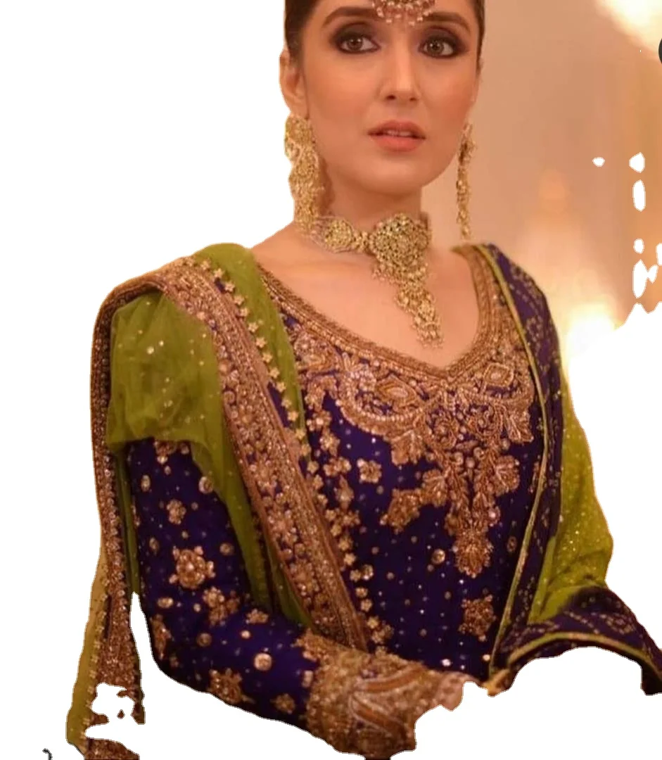 Традиционная Пакистанская одежда, платье Менди, плотное платье для вечеринки, индийское этническое платье с вышивкой