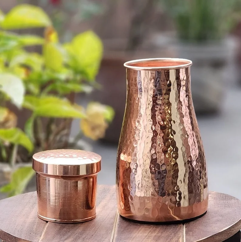 Lean Carafe Luxury Copper Water Bottle Pure Copper Water Copper Water Bottle Handmade at cheap price by LUXURY CRAFTS