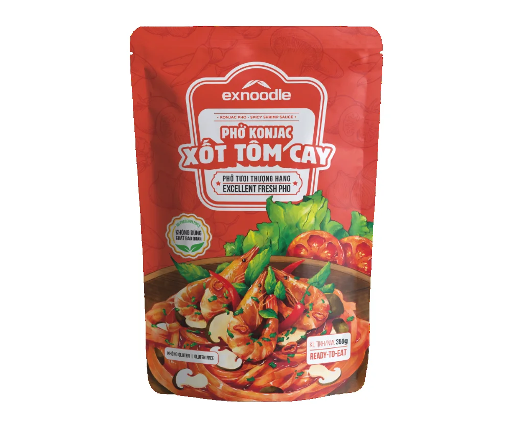 Viet Nam Excook Company Pouchs/ Konjac Pho- Spicy Shrimp Sauce Vietnamese Traditional Food Instant Noodle For Sale Hight Quality