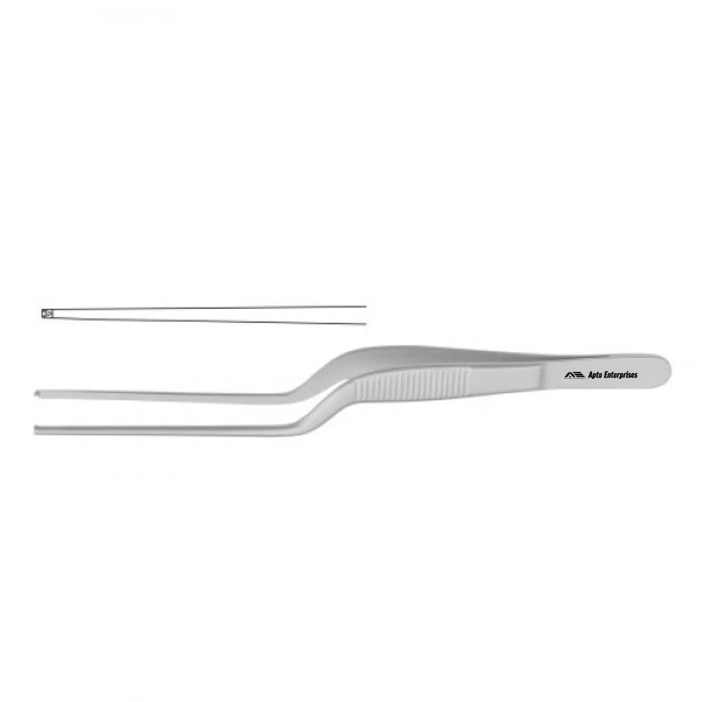 Gruenwald Lucae Ear Forceps 1 X 2 Teeth - Bayonet Shaped Stainless Steel, 14.5 Cm - 5 3/4 Inch By Apto Enterprises