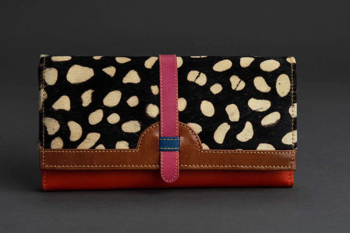 Hair on Hide Pouch Cowhide Case Beautiful Lady Chain Bags Genuine Leather Clutch womens wallet 2022 leather