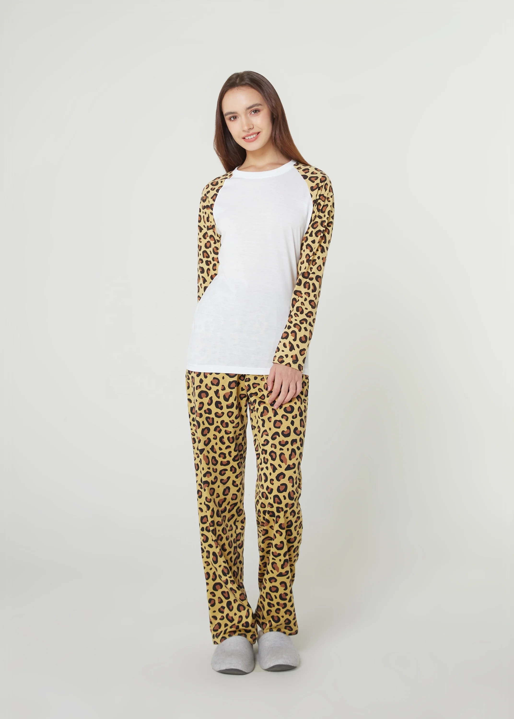 T Shirt Leopard Cheetah Raglan Made in Thailand Casual Sleeve Polyester for Sublimation Printing / Cotton Blank Men Jersey