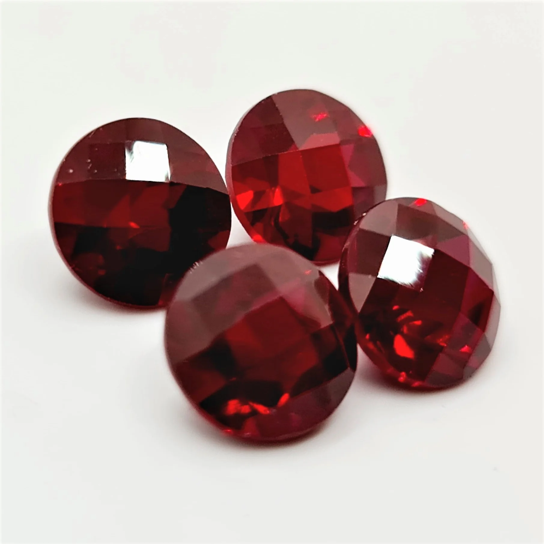 Created Ruby Loose Gemstone Checkerboard Cut Custom Cut in calibrated sizes on order basis
