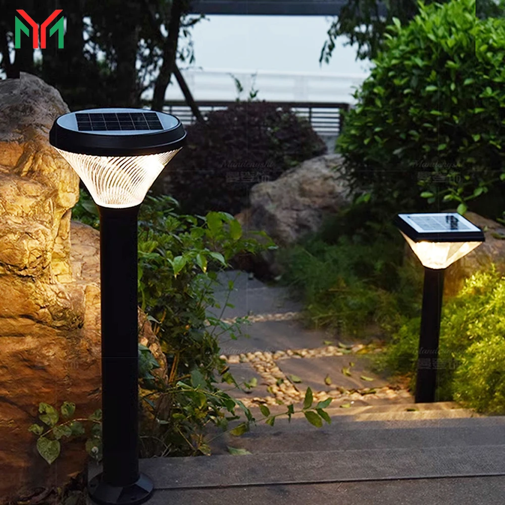 power saving solar lights ip65 outdoor waterproof manufacture directly sale garden solar lawn bollard lamps