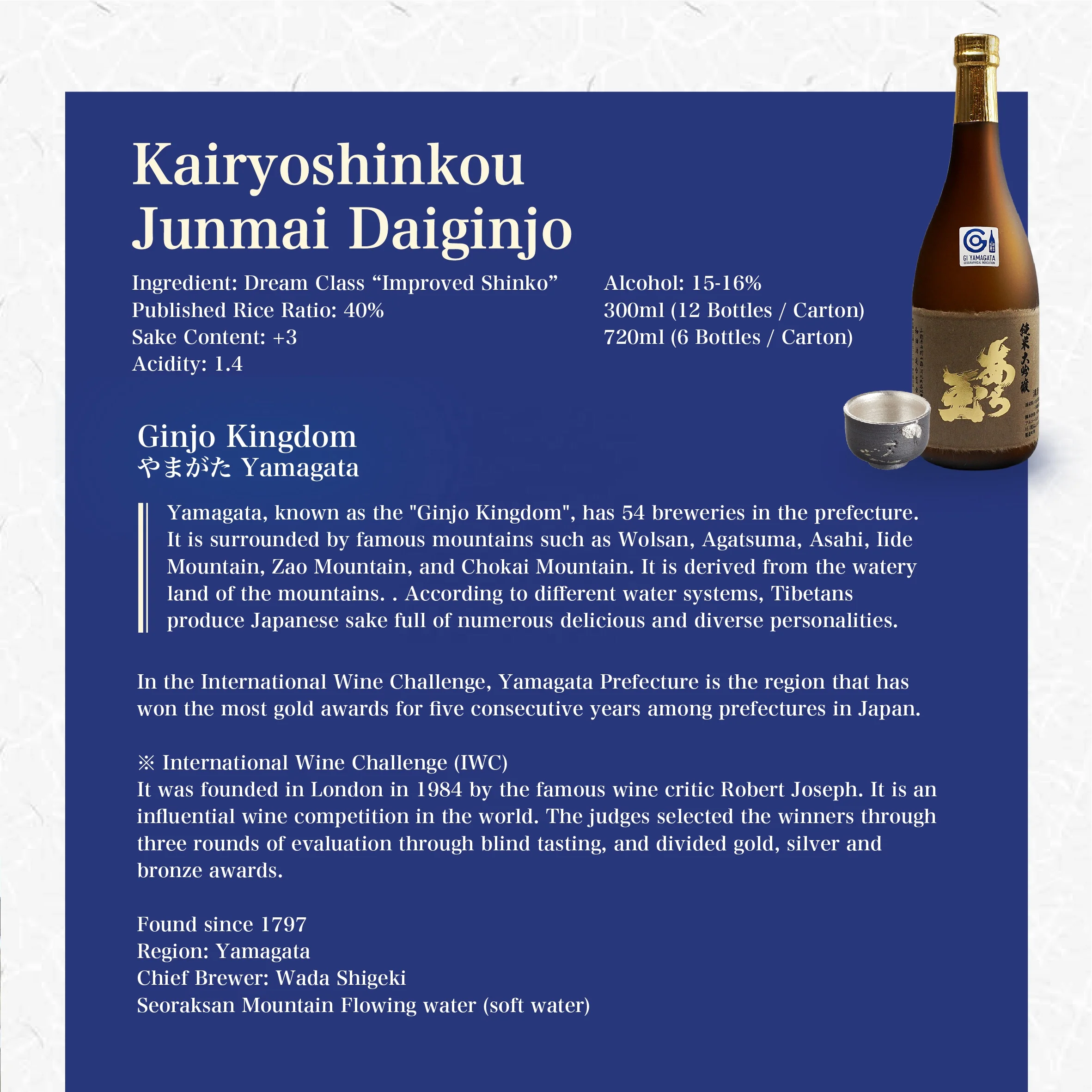 Kairyoshinkou Junmai Daiginjo 720 мл