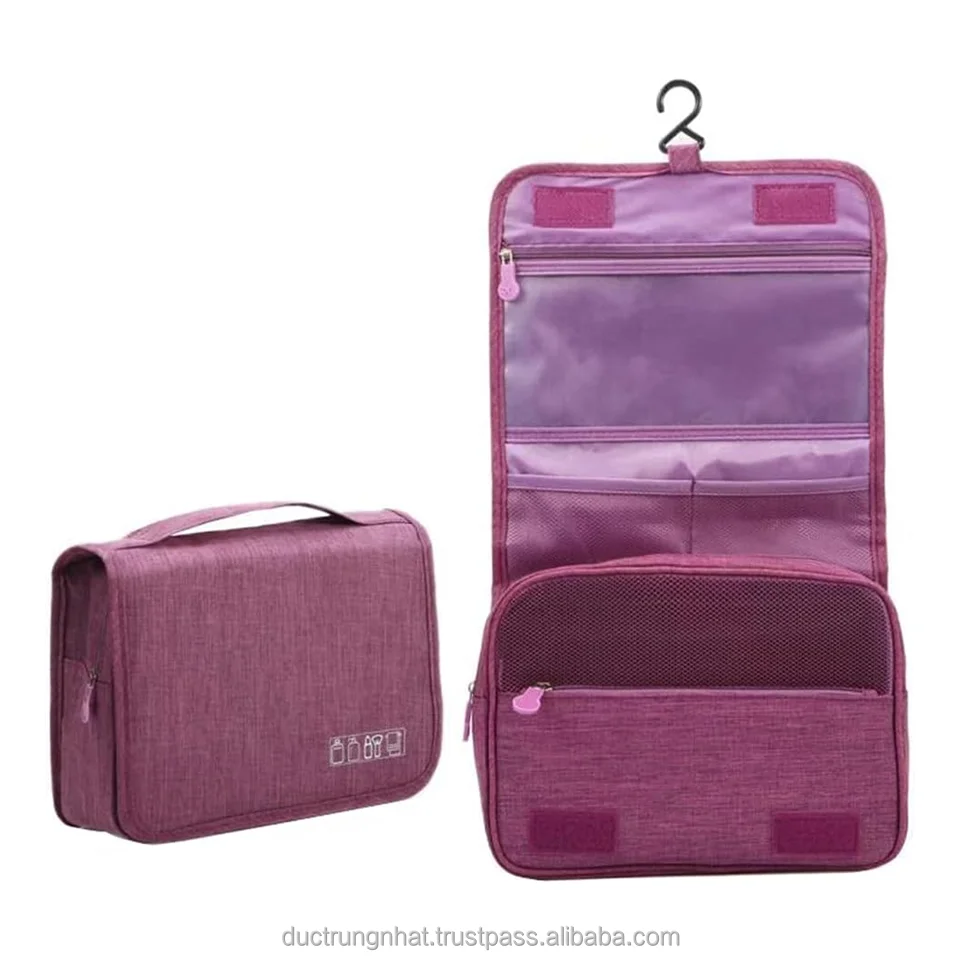 High Quality Hanging Cosmetic Bag Clear Transparency Make Up Pouch Toiletry Handle and Zipper Cosmetic Bags Made in Vietnam