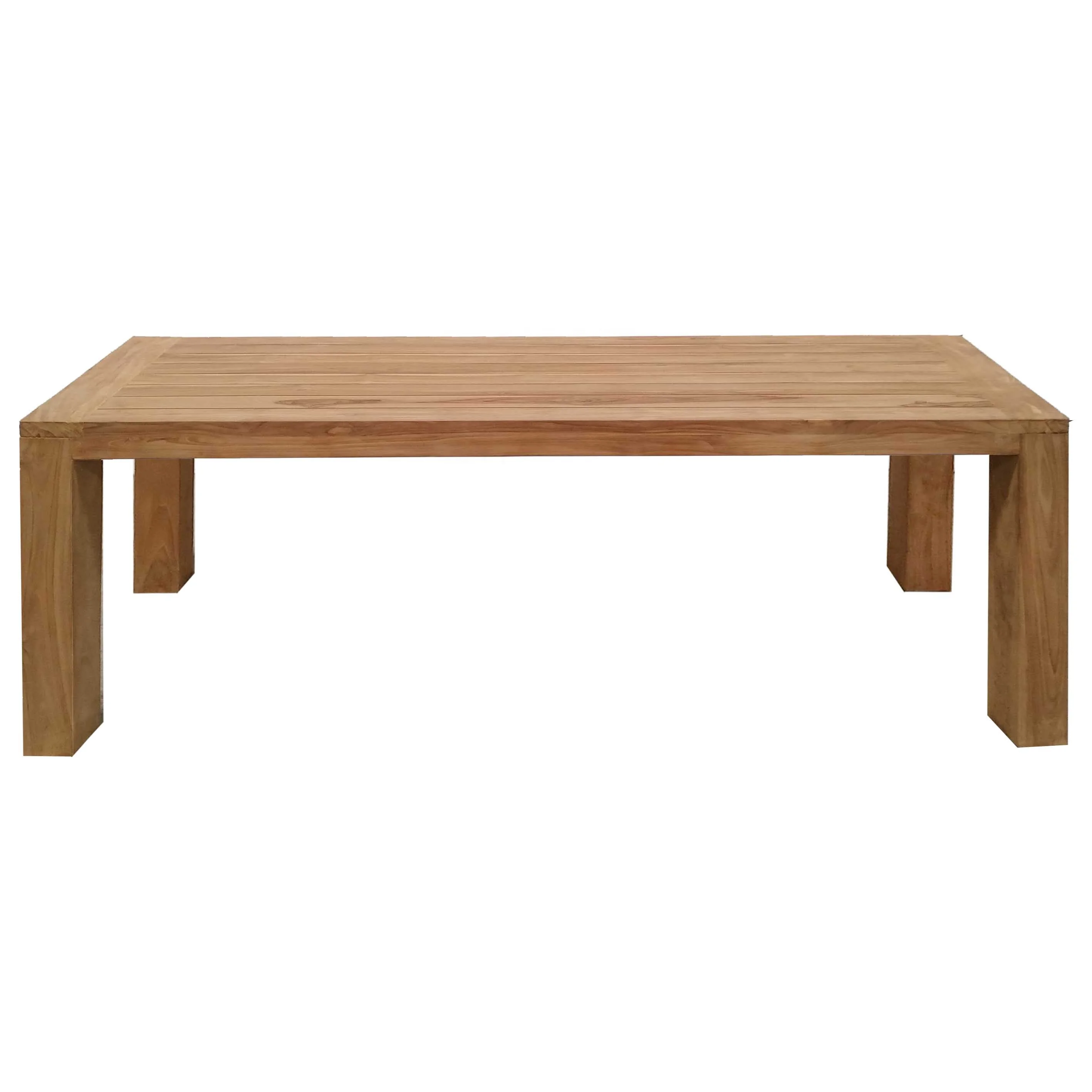 Современный Прямоугольный Обеденный стол из тикового дерева широкая доска с толстой ножкой для открытого патио сада пляжа парка мебели