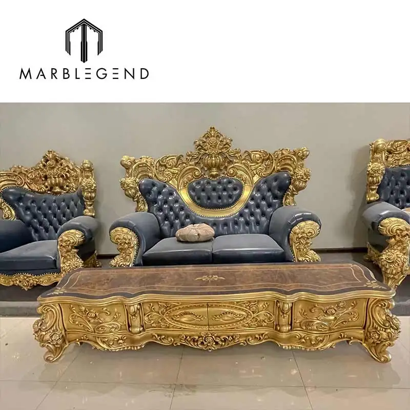 living room flannelette fabric red sofa set furniture solid wood carved luxury classic sofa