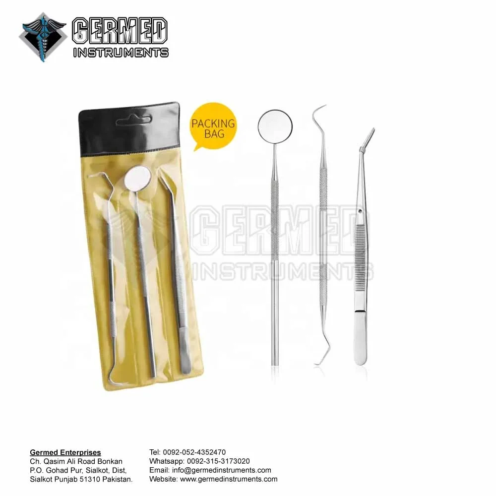 Sialkot Pakistan Made Manufacturer Supplier Dental Diagnostic Instruments Set of 3 PCS / Oral Surgery Instruments GERMED ENT