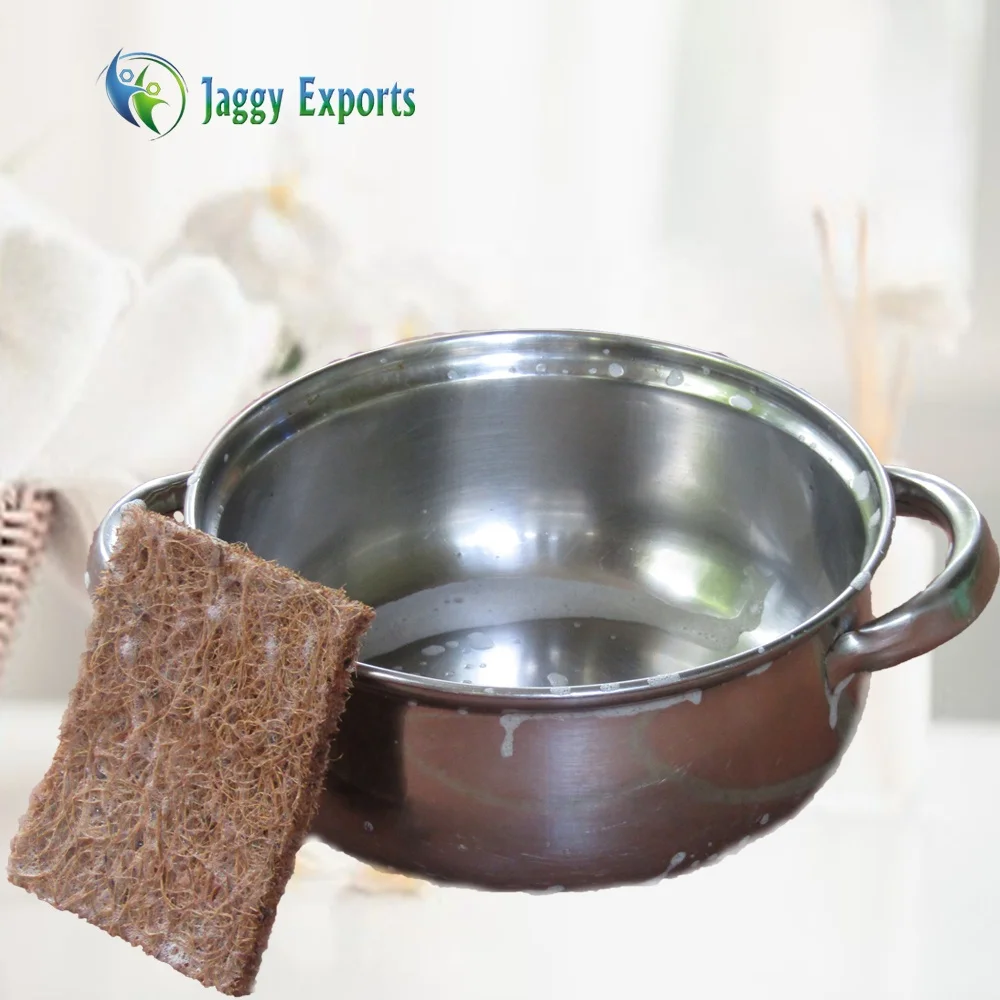 Natural eco friendly compostable biodegradable coconut kitchen scrubber fiber jaggy scrub pad cheap price