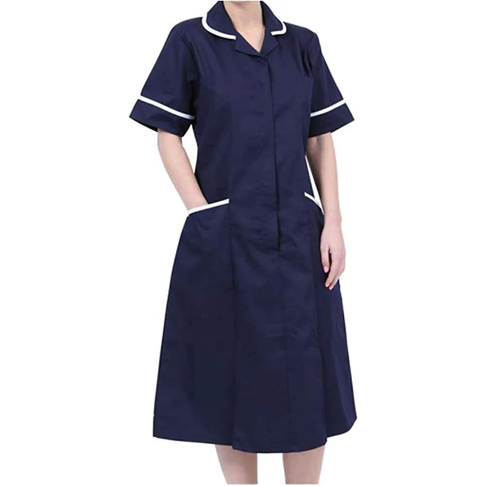 Woman Healthcare Dress Tunic Nurses Uniform Medical Dental Therapist Dress